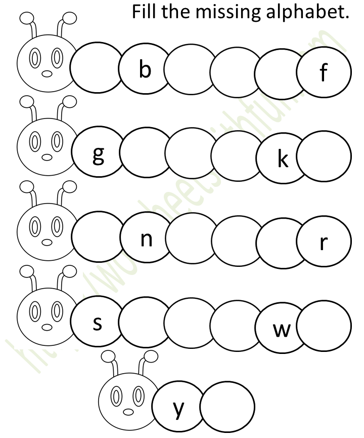 English - Preschool: Missing Alphabet (Small Letters) Worksheet 2